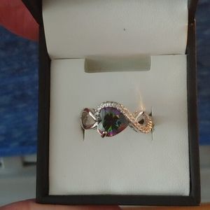 Heart shaped Mystic Topaz - size 7
